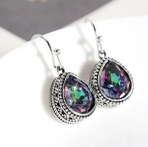 Teardrop Mystic Fire Rainbow Stone Earrings